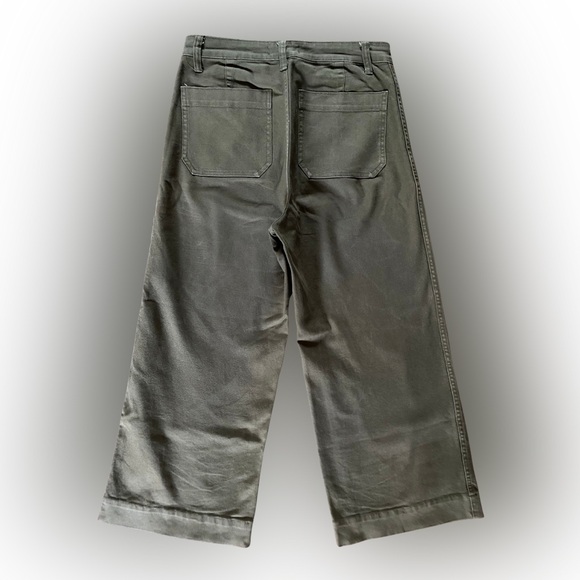 Madewell Emmett Wide-Leg Crop Pants Army Green Button-Front Edition Size 28 - Picture 6 of 7